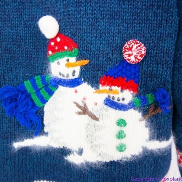 Vintage Croft & Barrow Christmas sweater with‎ 3D snowman cardinal, L - Picture 10 of 16